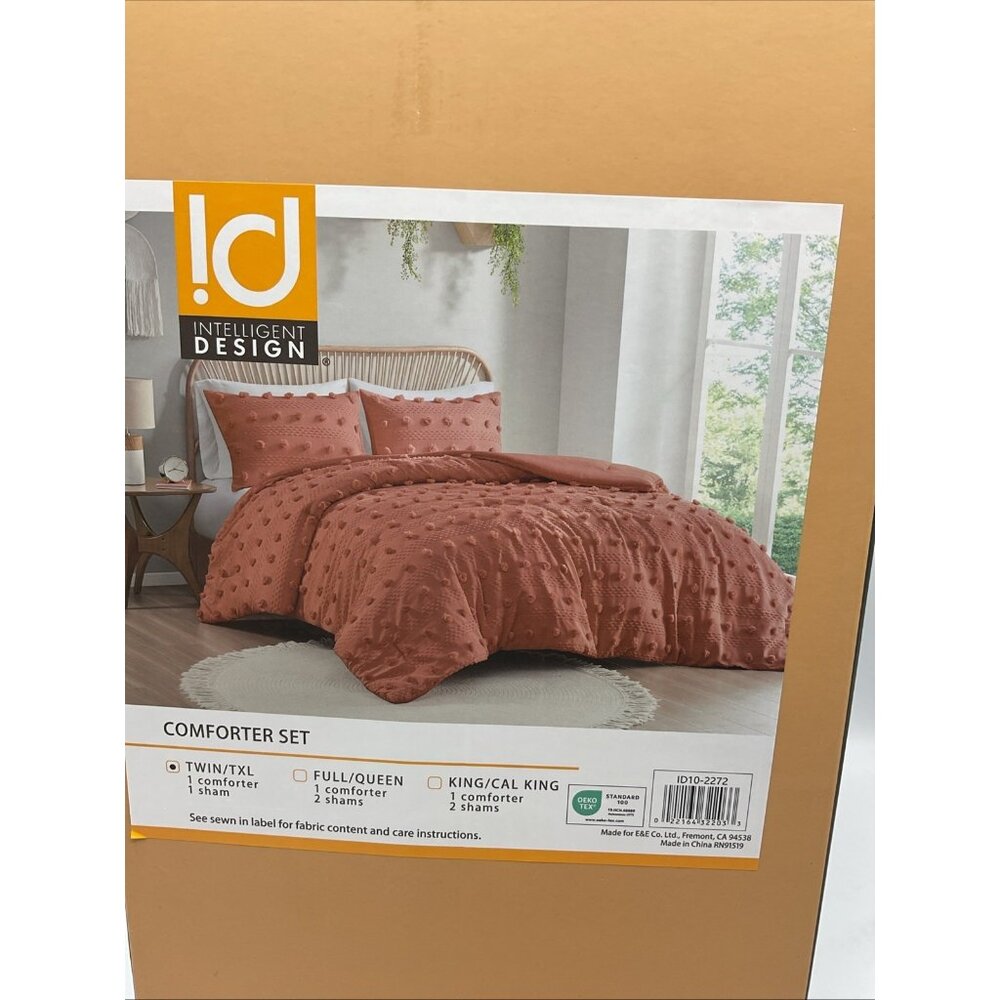 Intelligent Design Comforter Set Twin/ Twin XL Terracotta Poms